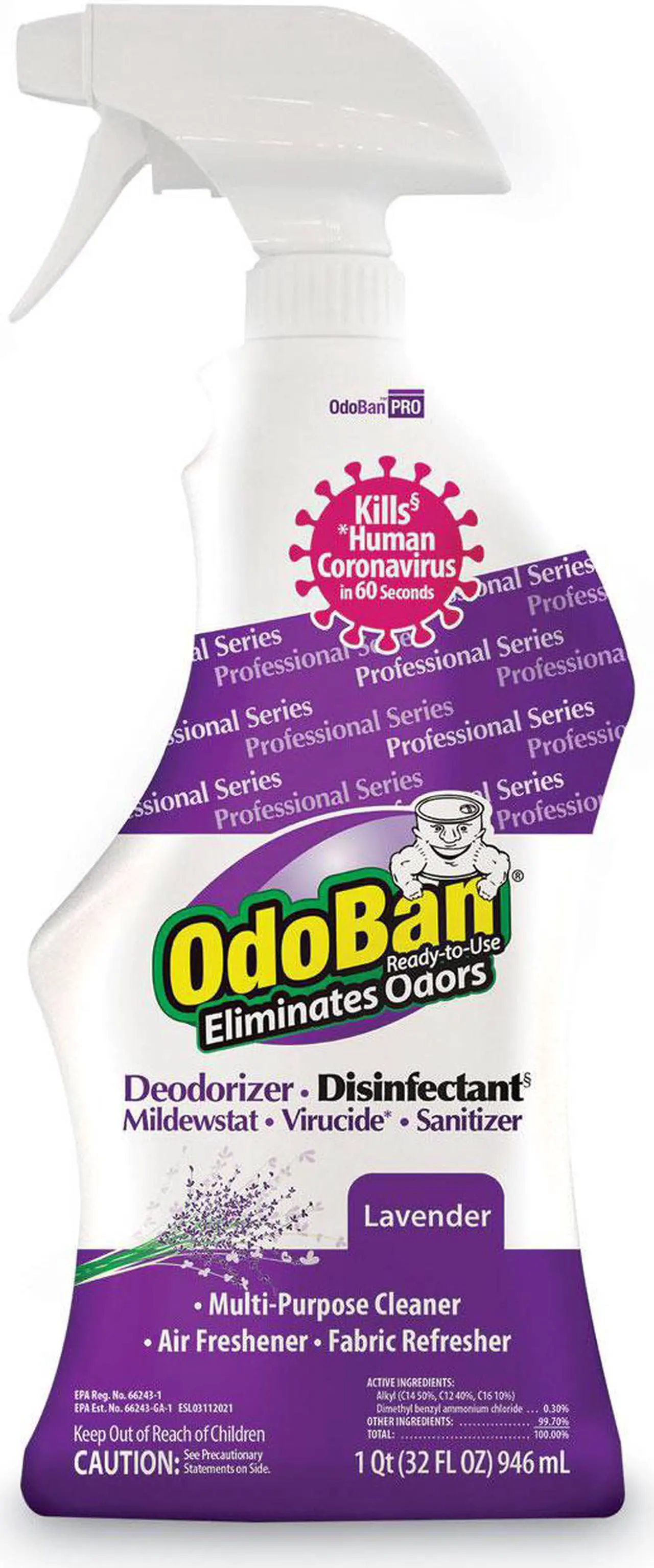 Main image of Odor Eliminator,32 oz.,Lavender,PK12 ODOBAN 910162-QC12