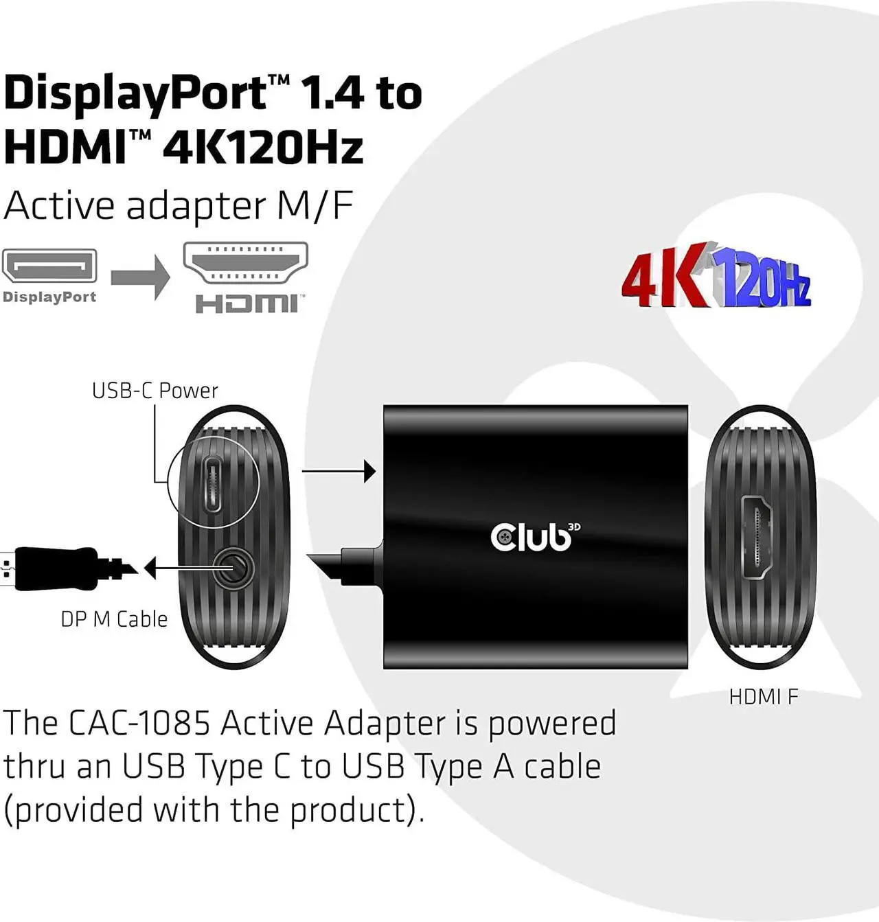 Alt view image 4 of 8 - DP1.4 TO HDMI 2.1 4K 120HZ M/F DP 1.4 TO HDMI 4K 120HZ ADAPTER