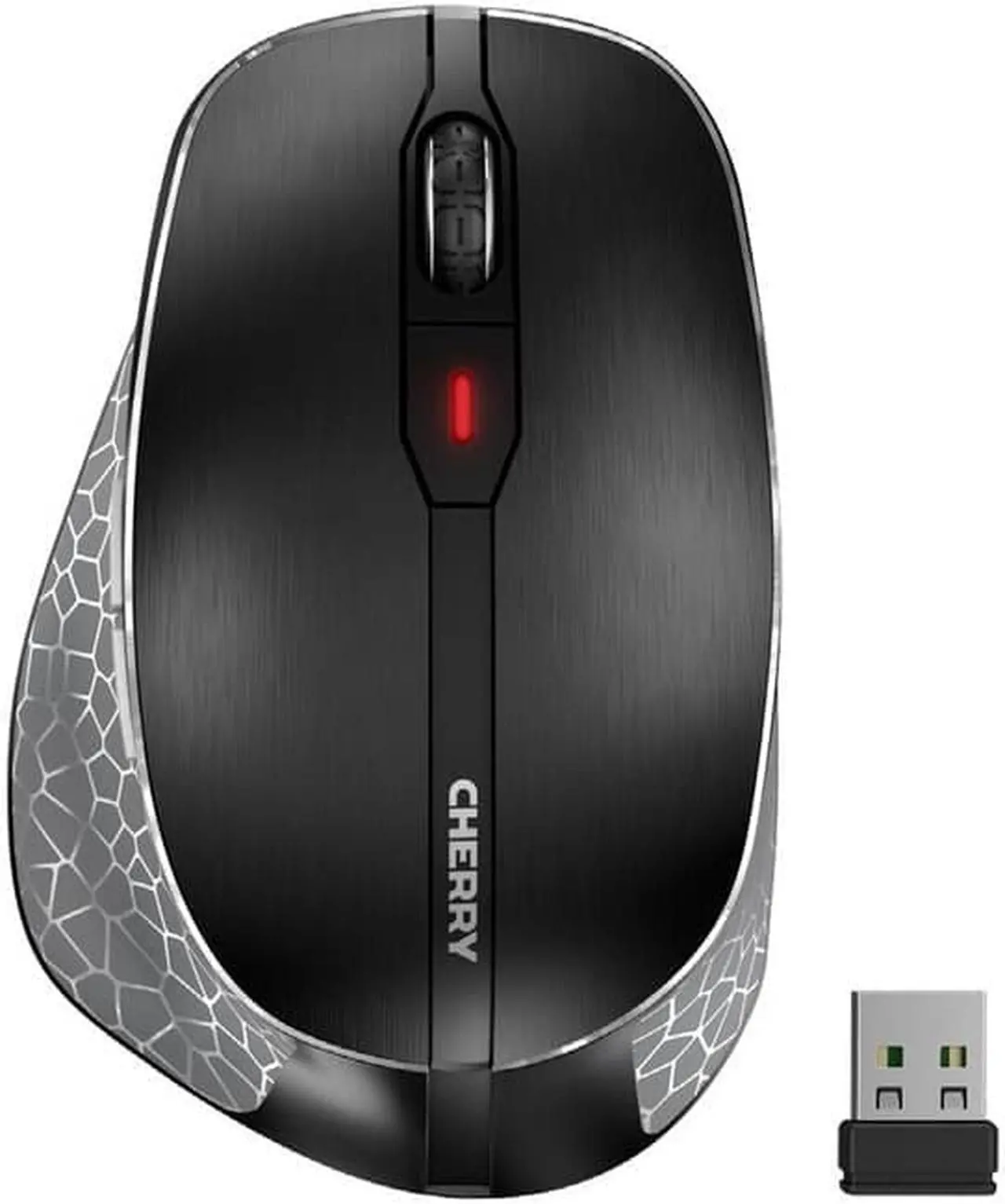 Alt view image 15 of 16 - CHERRY MW 8C ERGO Rechargeable Wireless Mouse - Optical - Wireless - Bluetooth/Radio Frequency - 2.48 GHz - Yes - Black - USB - 3200 dpi - Scroll Wheel - 6 Button(s) - Medium/Large Hand/Palm Size - Ri