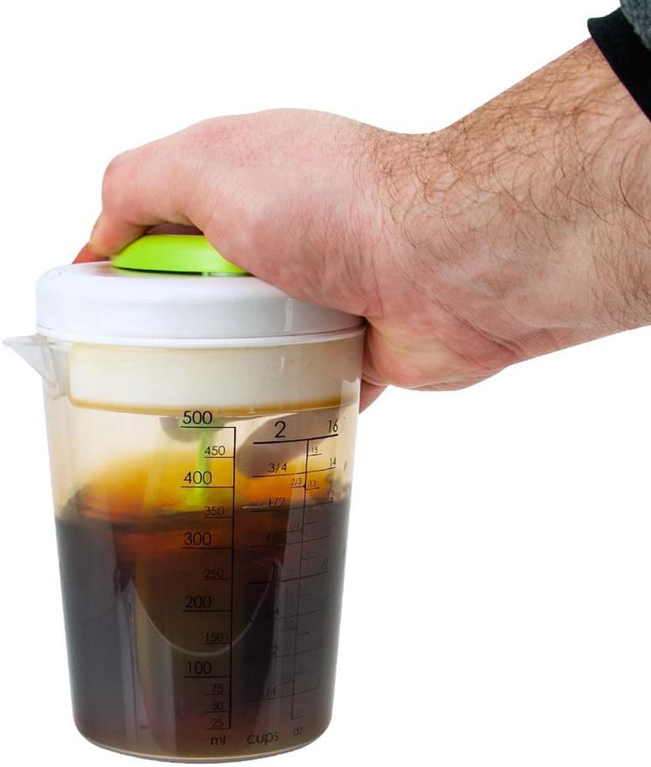 Alt view image 3 of 6 - MainStays Ratchet Style Multi Mixer Vinaigrettes Marinades Measuring Cup Trigger