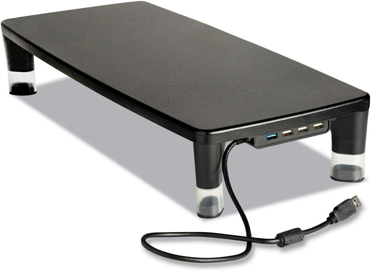 Alt view image 6 of 12 - 3M Monitor Stand MS100B 21.6" x 9.4" x 2.7" to 3.9" Black/Clear Supports 33 lbs.