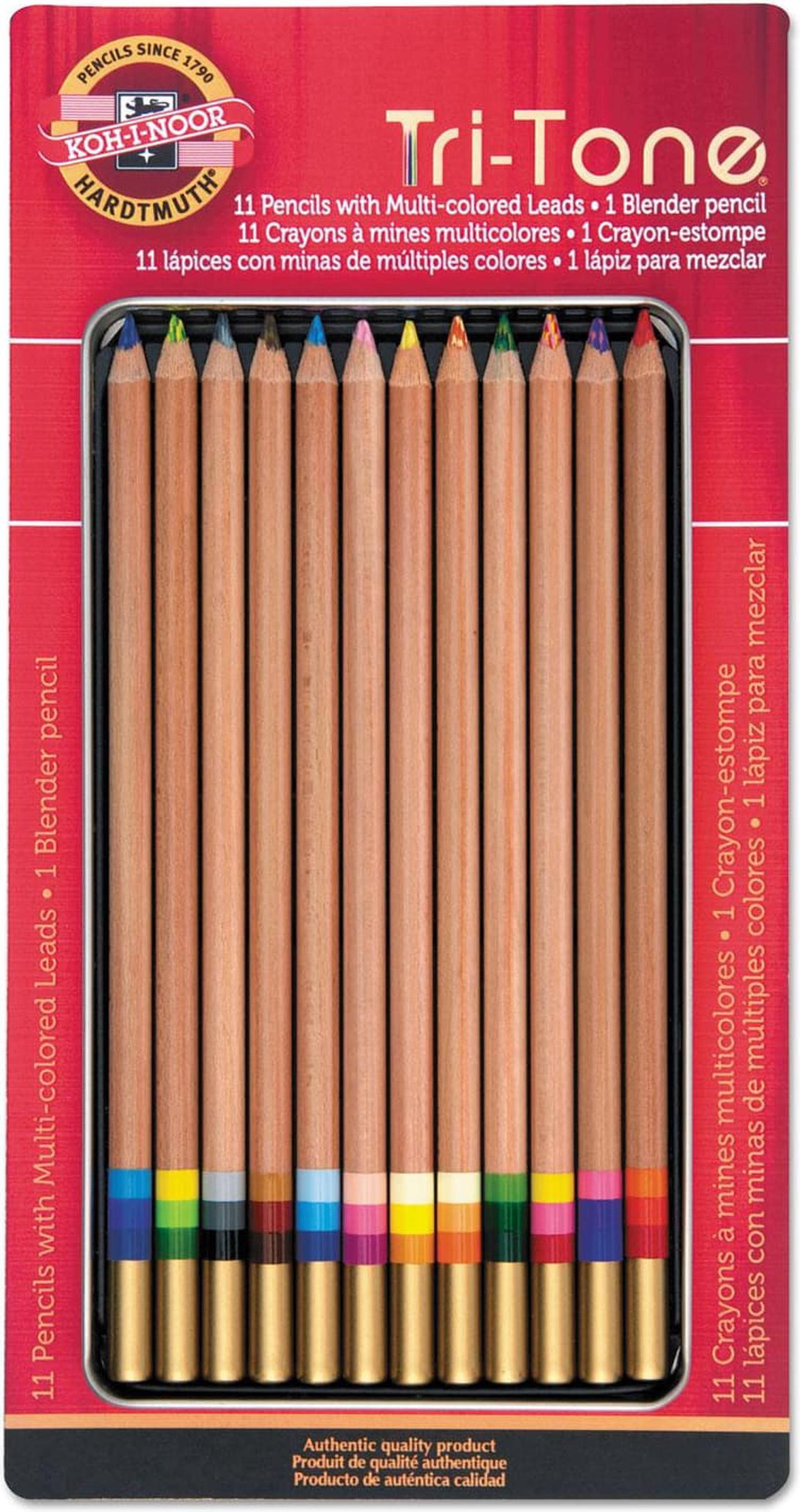 Alt view image 6 of 14 - Koh-I-Noor Tri-Tone Multicolored Pencils 12/ST Multi FA33TIN12BC
