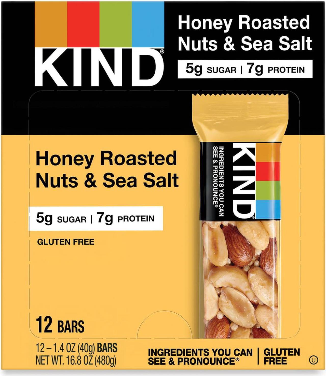 Alt view image 8 of 10 - Kind Nuts and Spices Bar Honey Roasted Nuts/Sea Salt 1.4 oz Bar 12/Box 19990