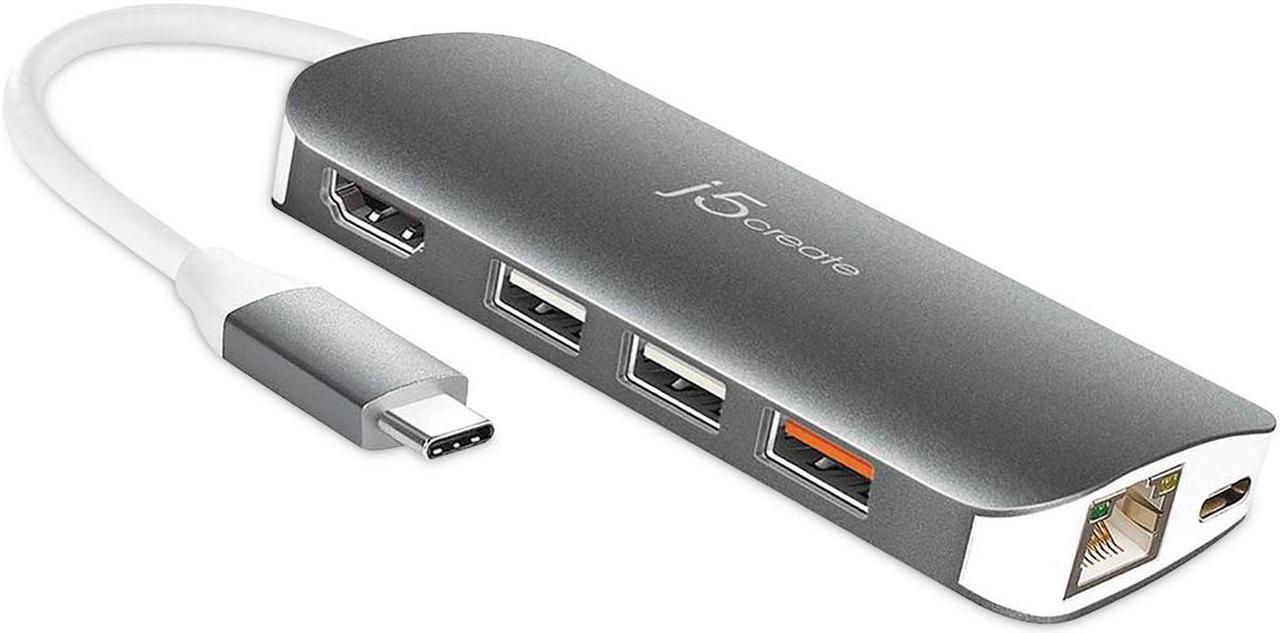 Alt view image 12 of 20 - j5create USB-C Multi Adapter-HDMI / Ethernet / USB 3.1 / PD 3.0 / Memory Card Reader / Writer
