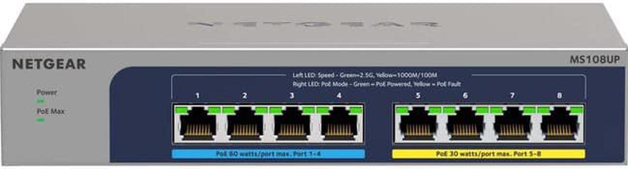 Main image of NETGEAR 8-port Multi-Gigabit (2.5G) Ultra60 PoE++ Ethernet Unmanaged Switch | MS108UP