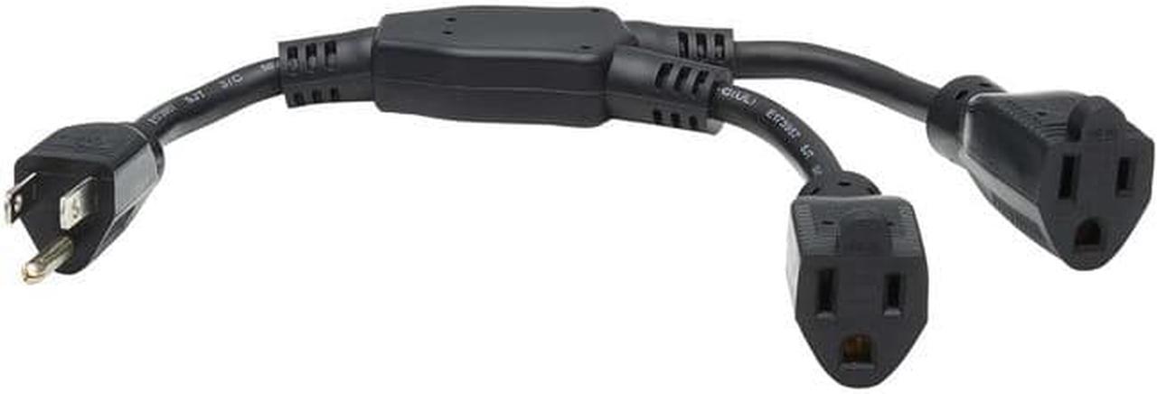 Tripp Lite 1ft Extension Cord Y Splitter NEMA 5-15P to 2x NEMA 5-15R Black