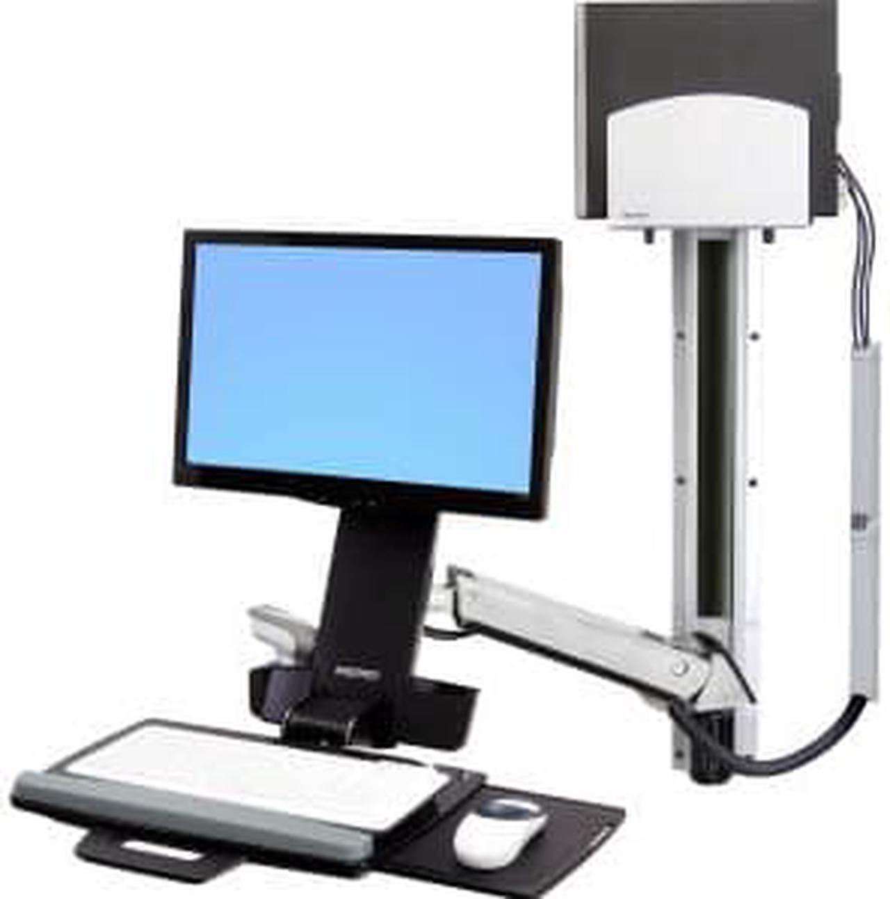 Alt view image 9 of 13 - Ergotron StyleView Sit-Stand Combo System With Medium Silver CPU Holder - Mounting kit (articulating arm, wall track mou