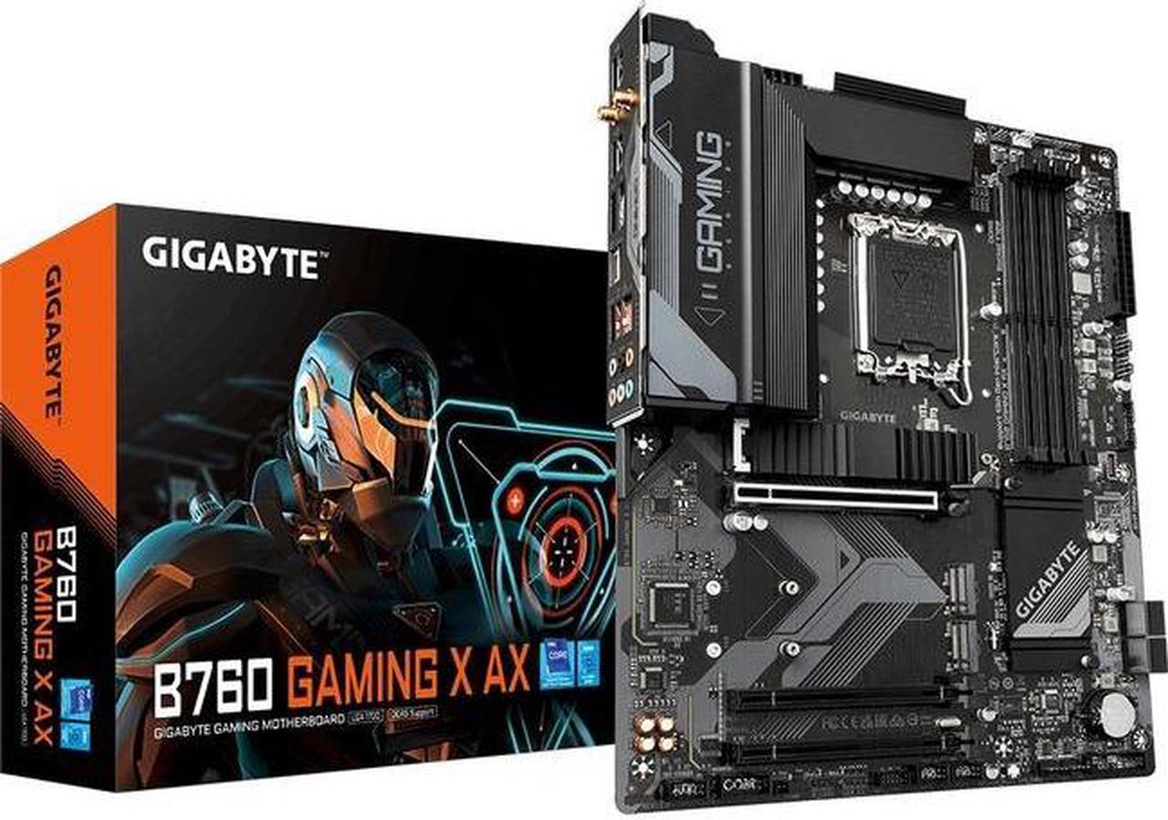 GIGABYTE B760 GAMING X AX LGA 1700 Intel B760 ATX Motherboard with DDR5, M.2, PCIe 4.0, USB 3.2 Gen2X2 Type-C, AMD WiFi 6E, 2.5GbE LAN, Q-Flash Plus, PCIe EZ-Latch