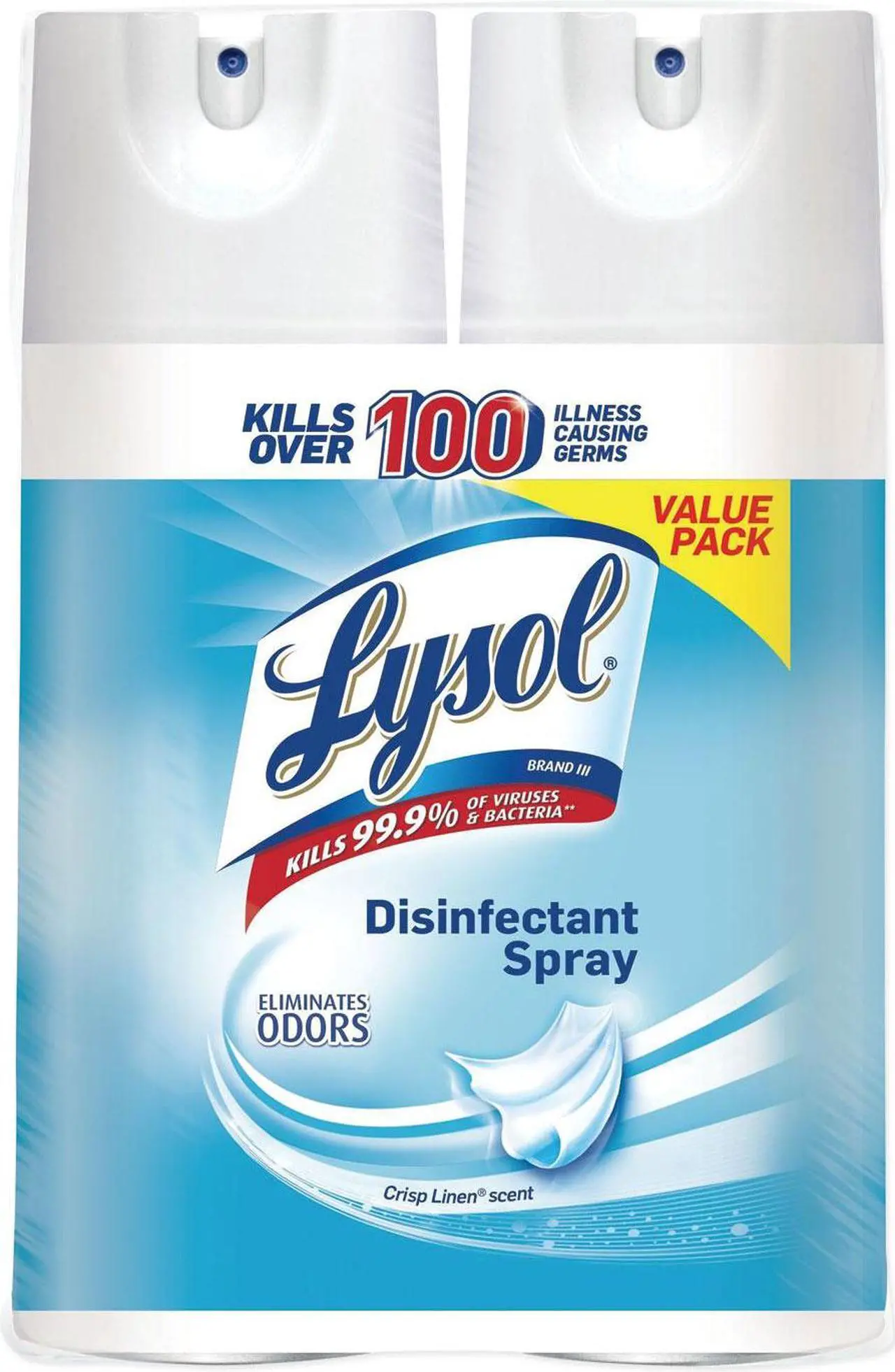 Alt view image 5 of 5 - Lysol Disinfectant Spray Crisp Linen 12.5 oz Aerosol 2/Pack 89946PK