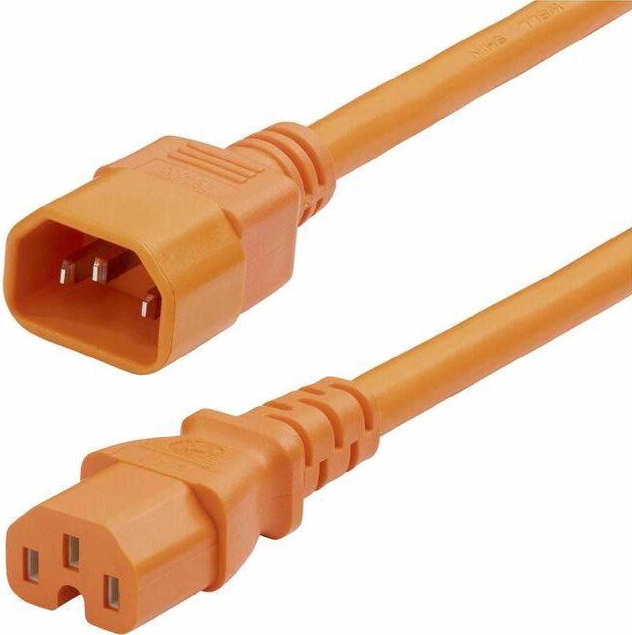 StarTech 6ft 1.8m Heavy Duty PDU Power Cord IEC 60320 C14 to C15 15A 250V 14AWG Orange Power Cable UL Listed Components 8915460QPOWERCORD