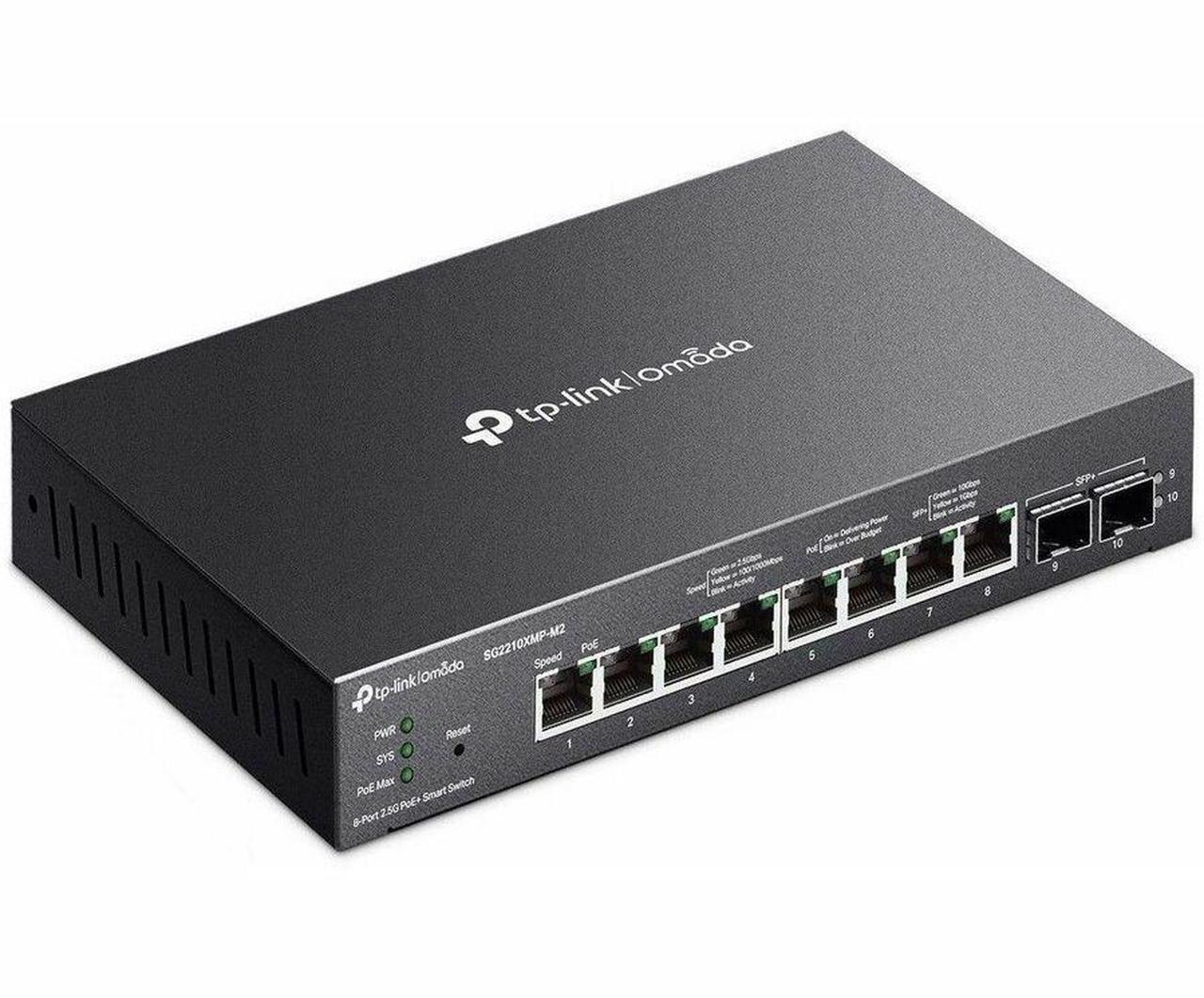 Alt view image 2 of 11 - TP-Link Omada 8-Port 2.5GBASE-T and 2-Port 10GE SFP+ Smart Switch with 8-Port PoE+ - Gigabit Ethernet, 100 Gigabit Ethernet, 2.5 Gigabit Ethernet - 100Base-T, 1000Base-T, 2500Base-T, 10GBase-X - 180.1
