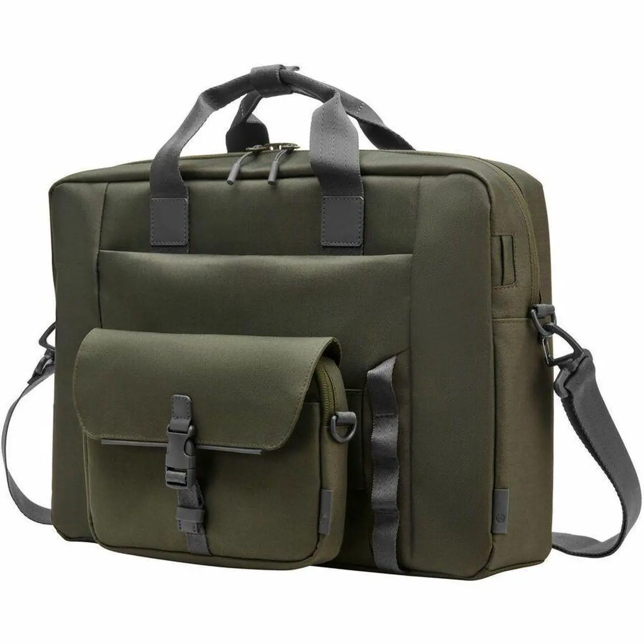 Alt view image 9 of 9 - HP Carrying Case (Messenger) for 15.6" Notebook - Gray, Green - Water Resistant, RFID Resistant - Plastic, Polyethylene Foam Body - D-ring, Luggage Strap, Trolley Strap, Shoulder Strap, Handle -