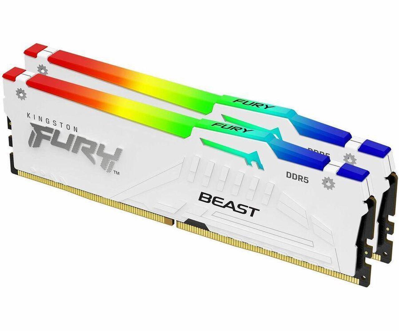 Alt view image 16 of 20 - Kingston Fury Beast White Rgb Expo 64Gb 6000Mt/S Ddr5 Cl30 Dimm Desktop Gaming Memory Kit Of 2 - Kf560C30Bweak2-64