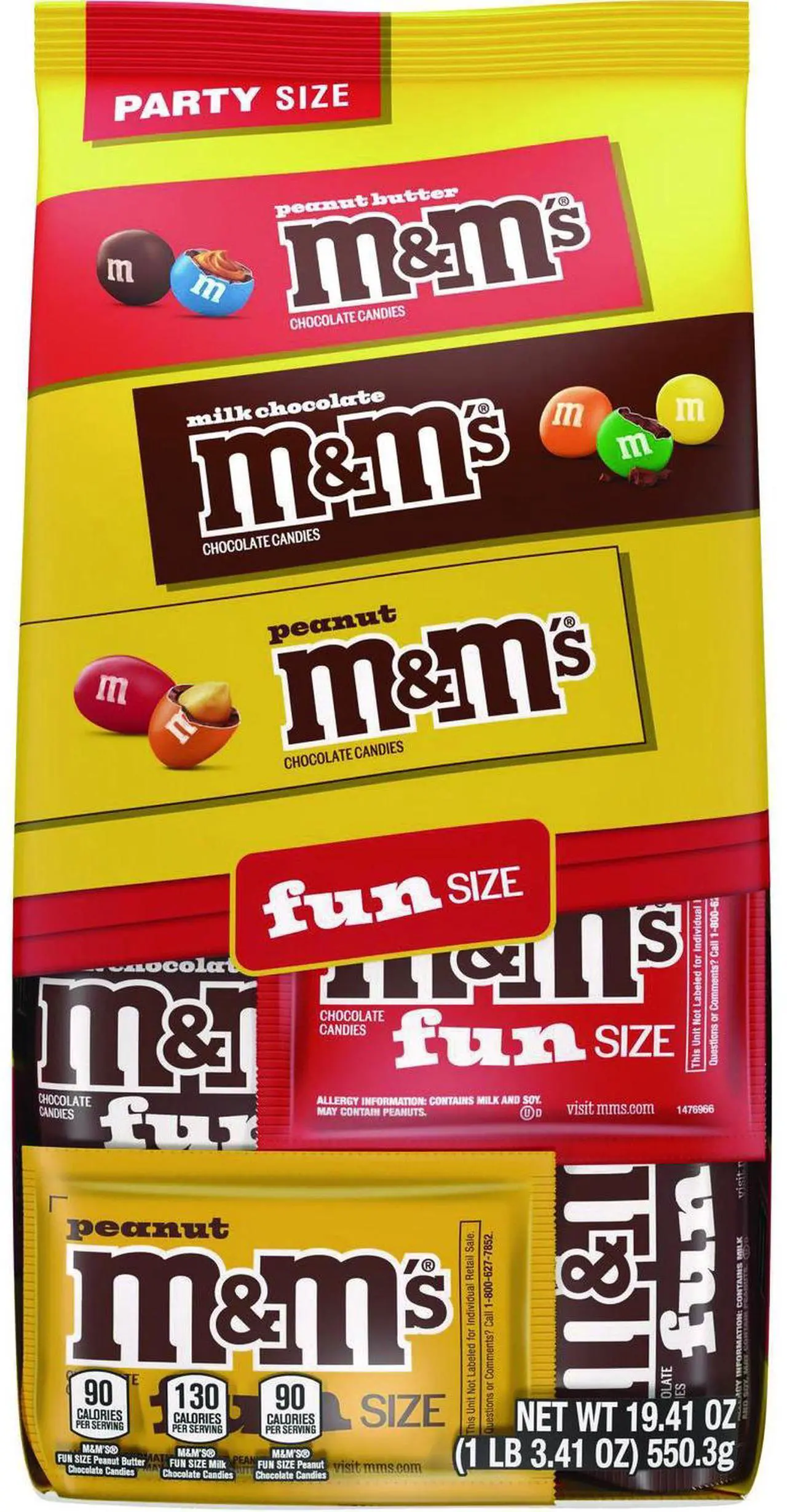 Alt view image 8 of 14 - M&M'S Fun-Size Milk Chocolate Candy Pack 19.41 oz. 35 Pieces (460668)