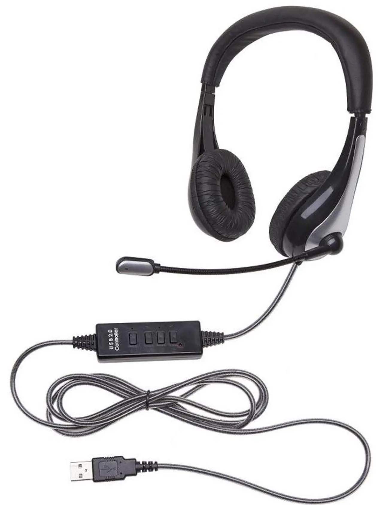 Alt view image 4 of 6 - Califone 1025MUSB NeoTech USB Headset, Mic with CaliTuff Braided Cord