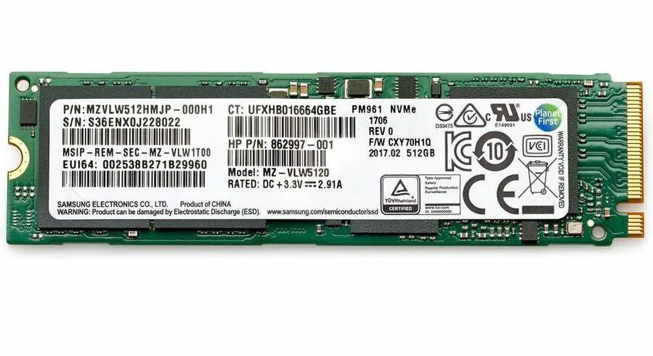 Alt view image 3 of 5 - HP 512 GB Solid State Drive Internal PCI Express NVMe 1 Year Warranty 406L8AA