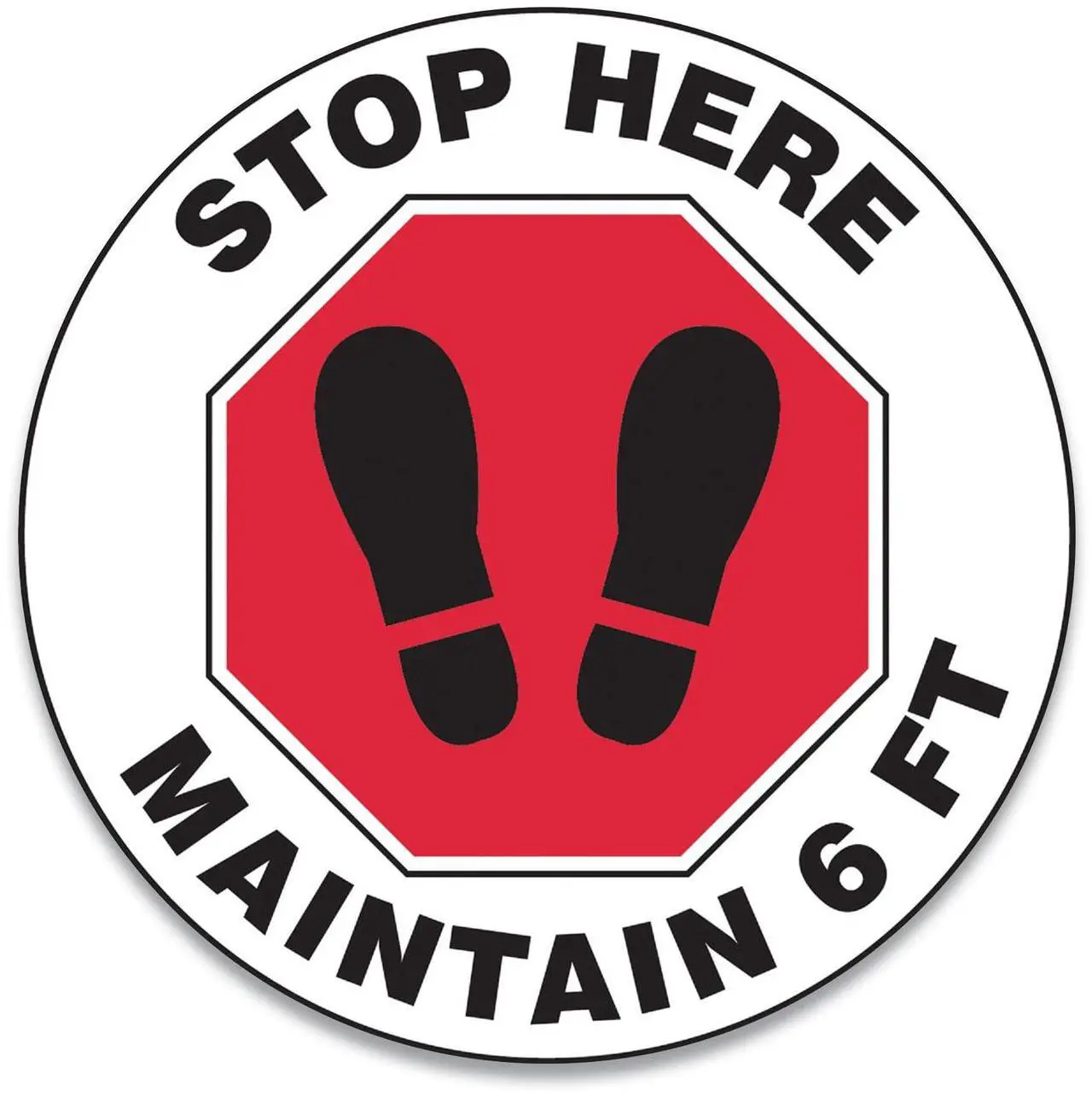 Main image of Slip-Gard 12" Social Distance Floor Signs RedWhite 25pk MFS388ESP