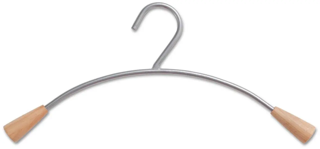 Main image of Alba Metal and Wood Coat Hangers 16.8" Metallic Gray/Mahogany 6/Set PMCIN6