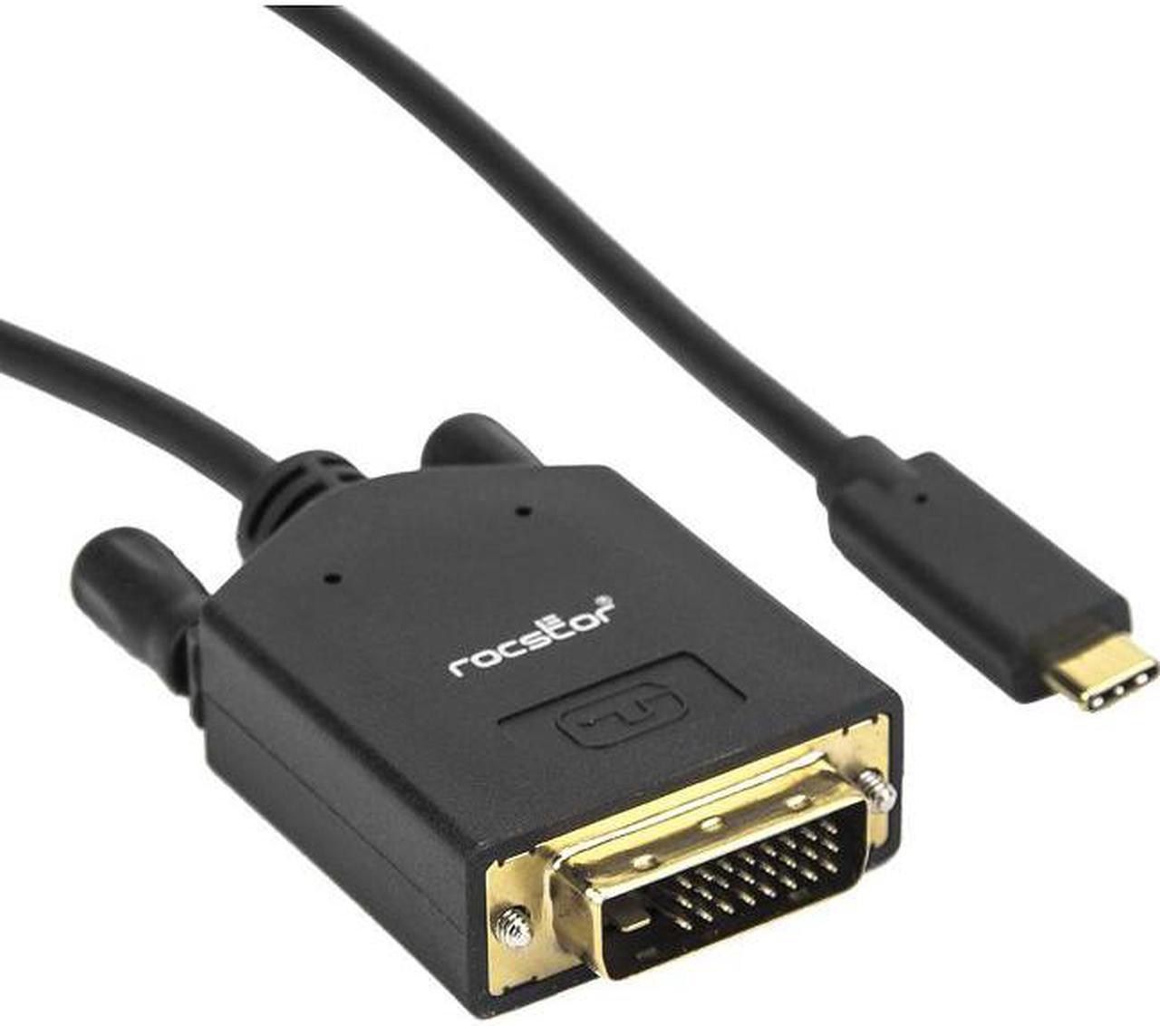 Rocstor Y10C205-B1 6Ft Usb-C To Dvi-D M/M Cable Dual Link 2560X1600 Sngl 1920X1200