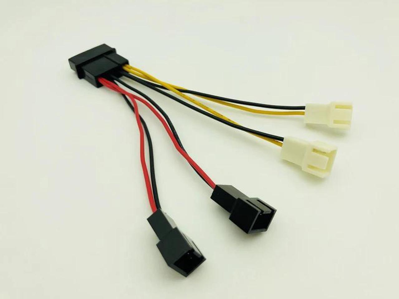 4Pin Molex to 3Pin Fan Power Cable Computer Cooling Fan Power Cables Adapter Connector 12v*2/5v*2 for CPU PC Case Fan Cables