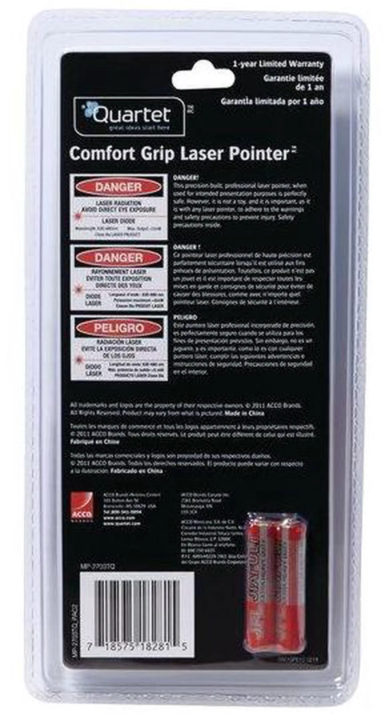 Alt view image 3 of 16 - Quartet Quartet Classic Comfort Laser Pointer, Class 3a, Large Venue, Green -
