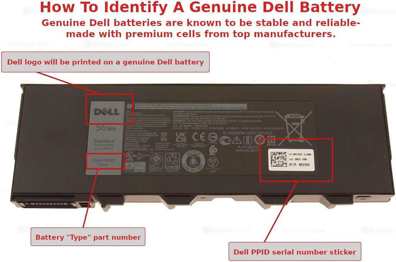 Alt view image 5 of 5 - New Dell OEM Latitude Rugged 7214 4-cell 56Wh OEM Original Laptop Battery V23NY