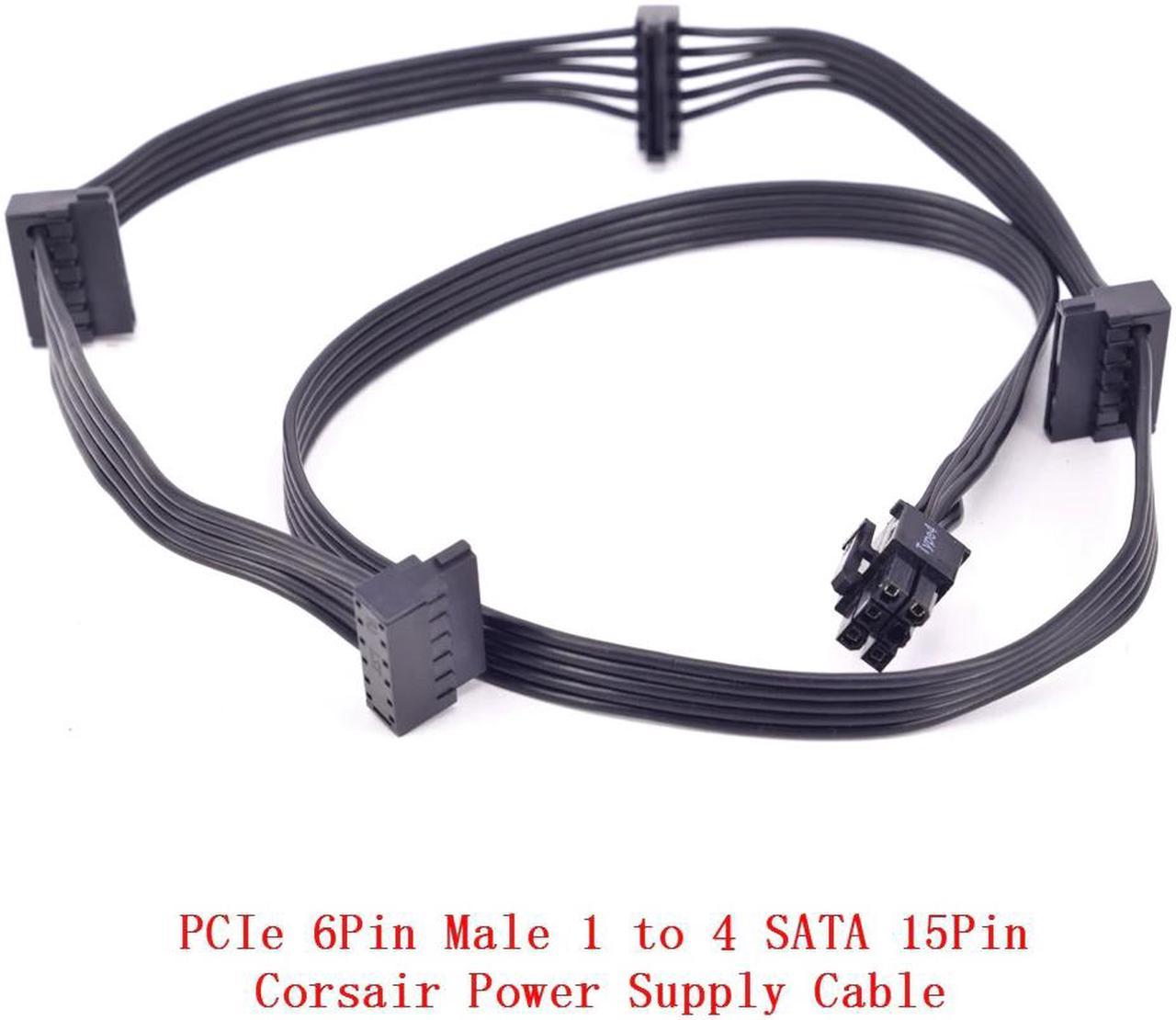 PCIe GPU 6Pin Male 1 to 4 SATA 15Pin Power Supply Cable Minning Cable for CORSAIR RM HX AXi Serial PSU RM450 RM550 RM650 RM750 RM850 HX650 HX750 HX850 HX1200 AX760i AX860i AX1200i