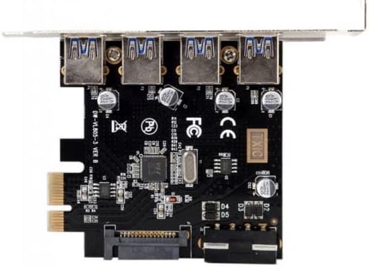 Alt view image 7 of 8 - Chenyang 4 Ports PCI-E to USB 3.0 HUB PCI Express Expansion Card Adapter 5Gbps for Motherboard