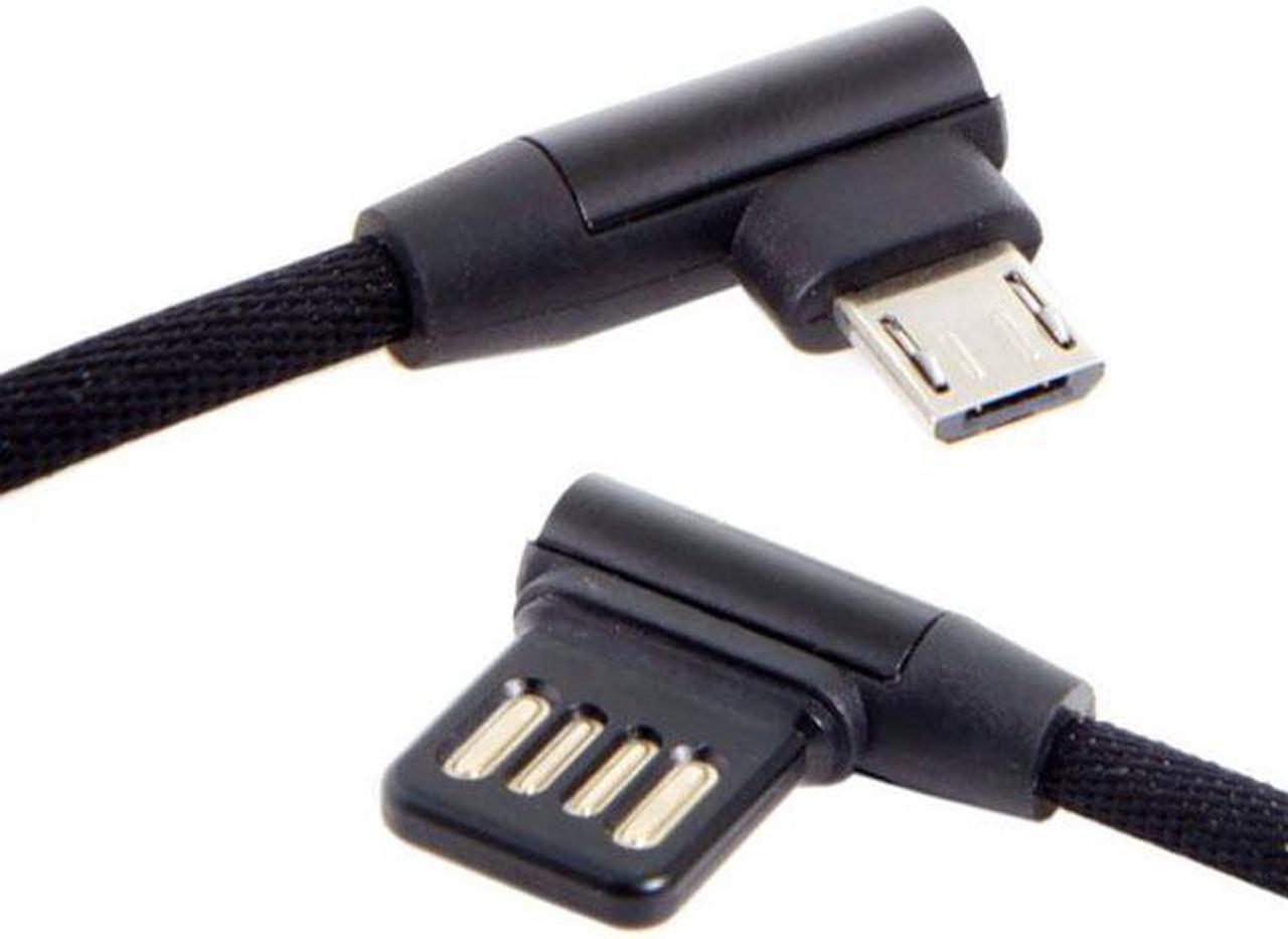 CY Micro USB 5Pin to Left Right Angled 90 Degree USB 2.0 Data Cable with Sleeve for Tablet & Phone 15cm