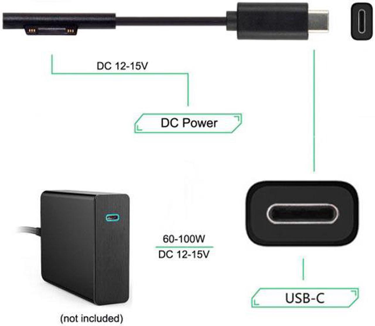 Chenyang Cable USB 3.1 Type C USB-C DC 12-15V to Surface Pro3 Pro4 Pro5 Pro6 Book Charge Cable 1.8m