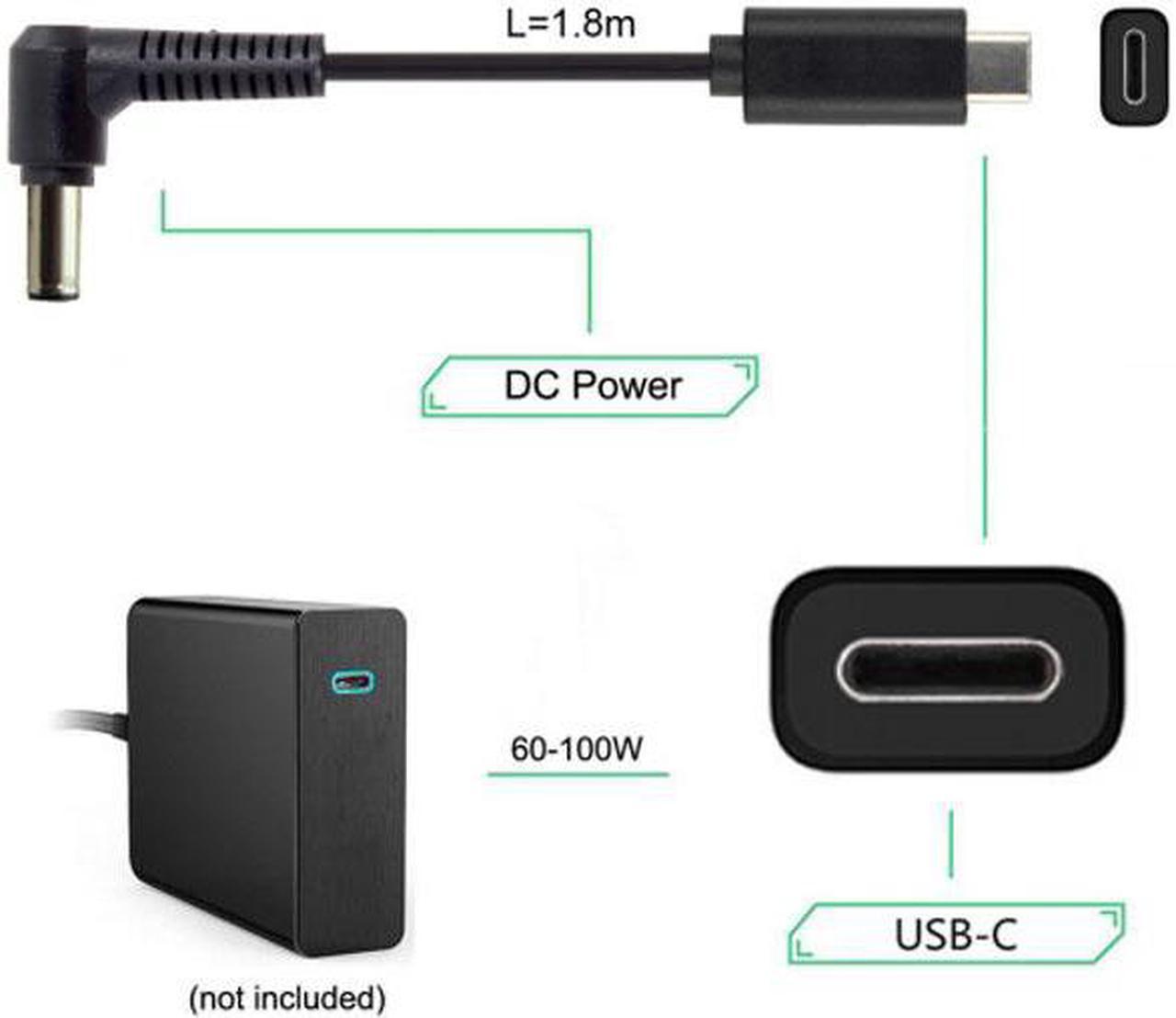 Chenyang Cable Type C USB-C Input to DC 6.0*1.4mm Power PD Charge Cable for Fujitsu Sony Laptop Notebook