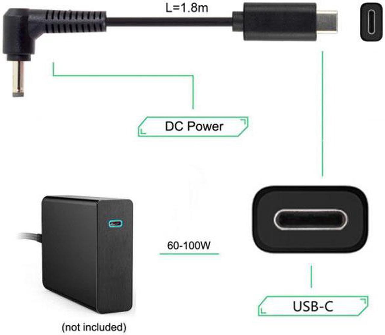 Chenyang Cable Type C USB-C Input to DC 4.0*1.3mm Power PD Charge Angled Cable for Laptop 18-20V