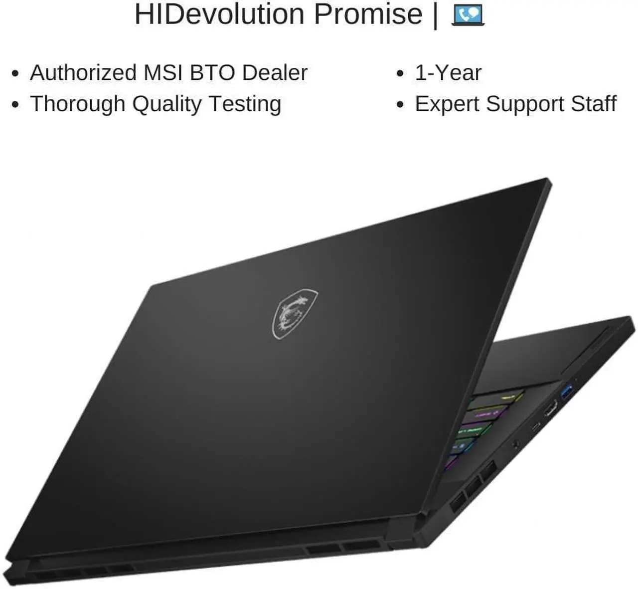 Alt view image 7 of 7 - HIDevolution MSI Stealth GS66 12UGS 15.6" QHD 240Hz, 1.8 GHz i9-12900H, RTX 3070 Ti, 32 GB 4800MHz RAM, 8 TB PCIe SSD, Windows 11 Pro