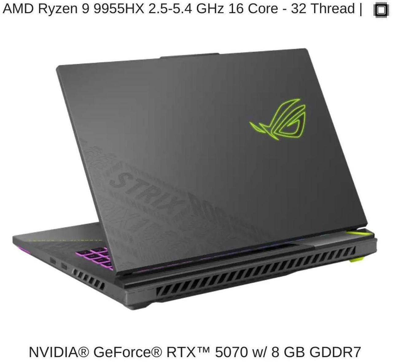 Alt view image 3 of 7 - [2025] HIDevolution ASUS ROG Strix G16 G614PR 16" FHD+ 165Hz IPS-Level, 2.4 GHz Ryzen 9 8940HX, RTX 5070TI, 32 GB DDR5 RAM, 1 TB PCIe SSD, Windows 11 Home