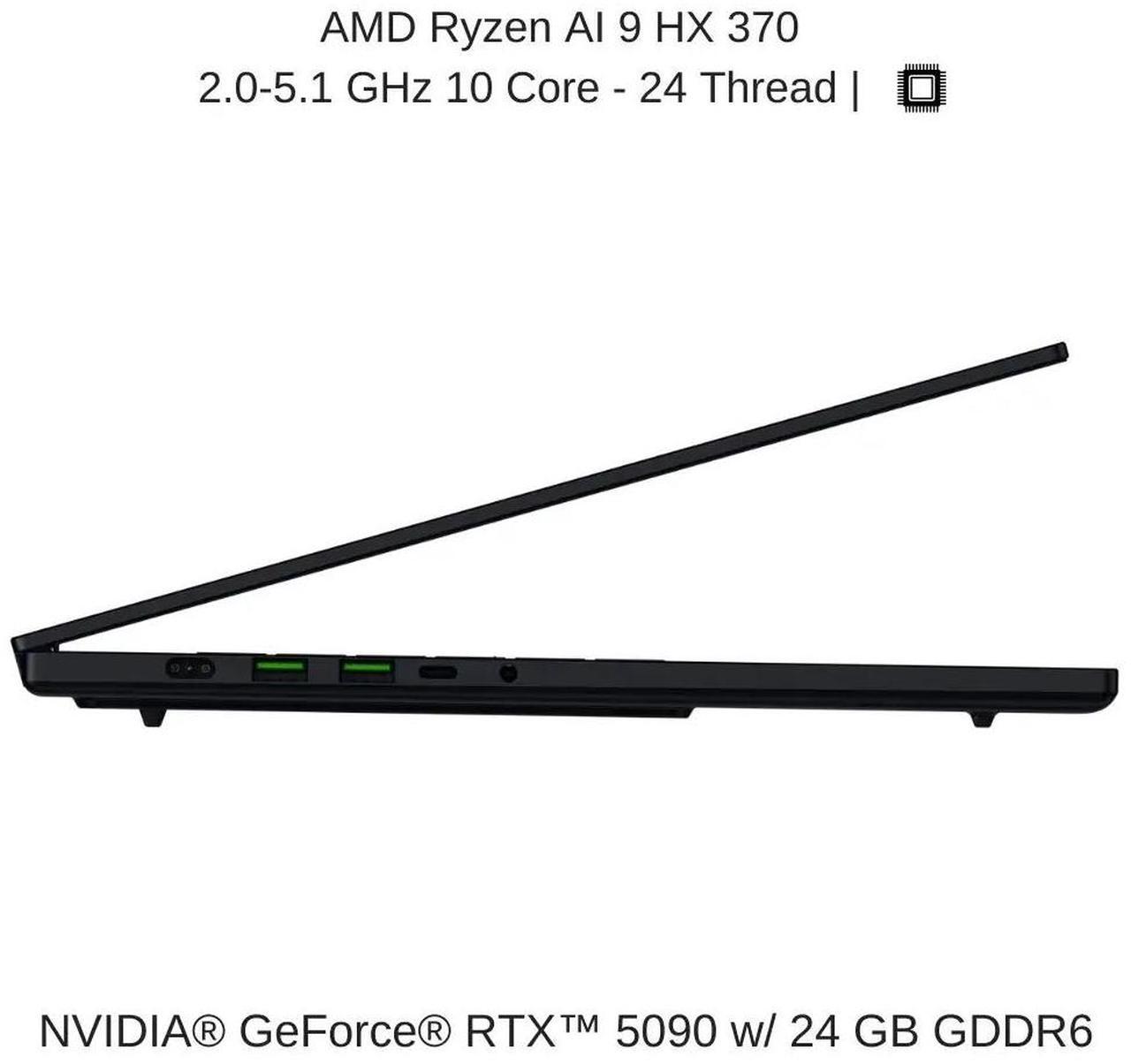 Alt view image 2 of 7 - Razer Blade 16 [2025] Black, 16" QHD+ 240Hz OLED, 2.0 GHz Ryzen AI 9 HX 370, RTX 5090, 32 GB LPDDR5X RAM, 2 TB PCIe SSD, Windows 11 Home