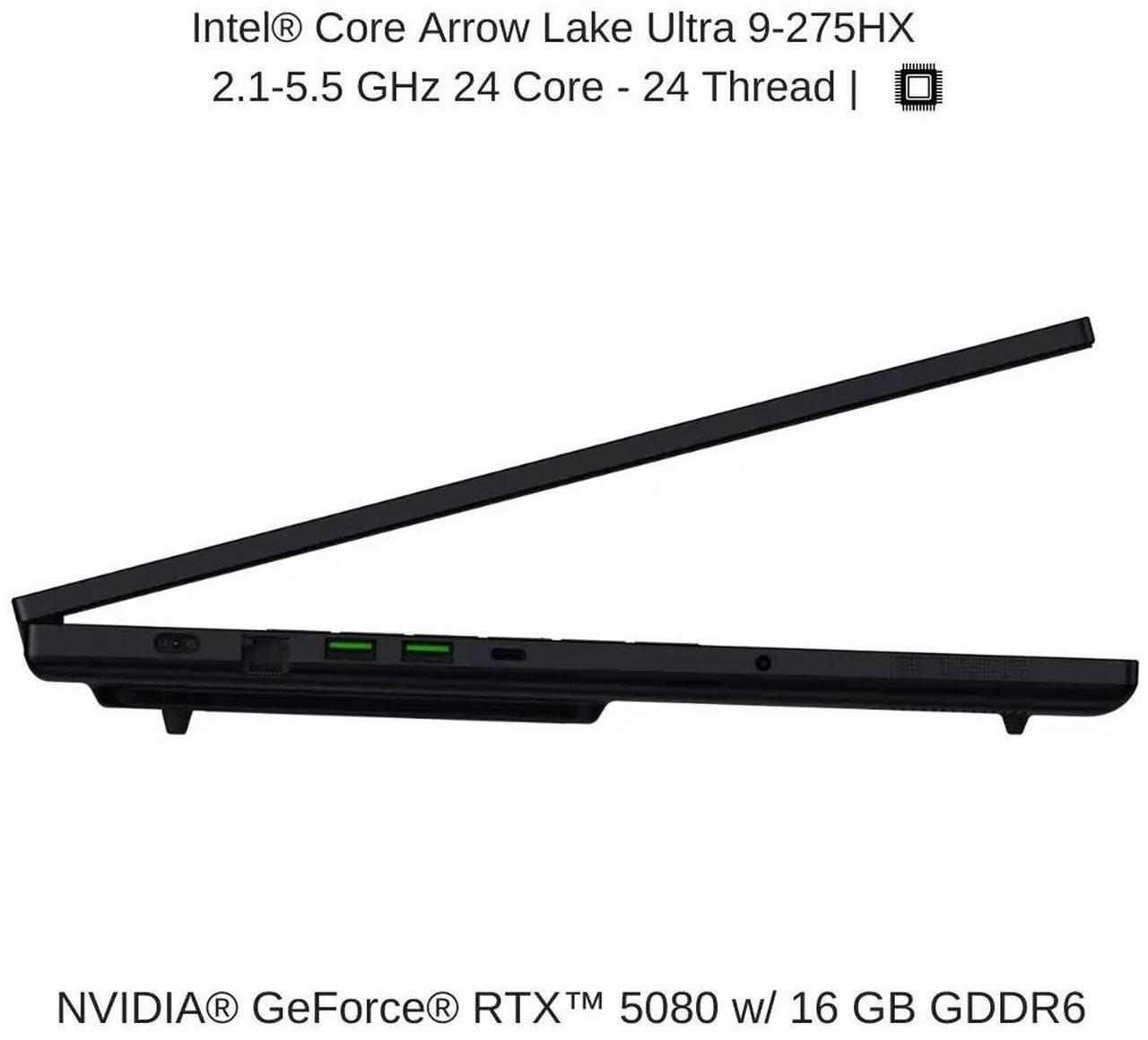 Alt view image 2 of 7 - Razer Blade 18 [2025] Black, 18" Dual UHD+ 240Hz / FHD+ 440Hz, 2.1 GHz Ultra 9-275HX , RTX 5090, 128 GB DDR5 RAM, 4 TB PCIe SSD, Windows 11 Pro