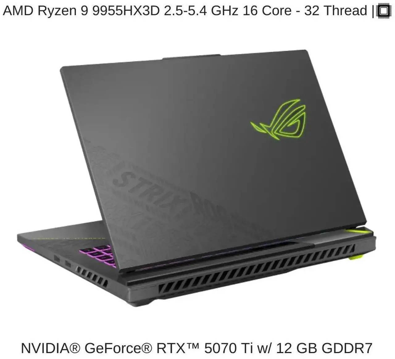 Alt view image 3 of 7 - [2025] HIDevolution ASUS ROG Strix G16 G614FR 16" WQXGA 240Hz IPS-Level, 2.5 GHz Ryzen 9 9955HX3D, RTX 5070TI, 96 GB DDR5 RAM, 4 TB PCIe SSD, Windows 11 Pro