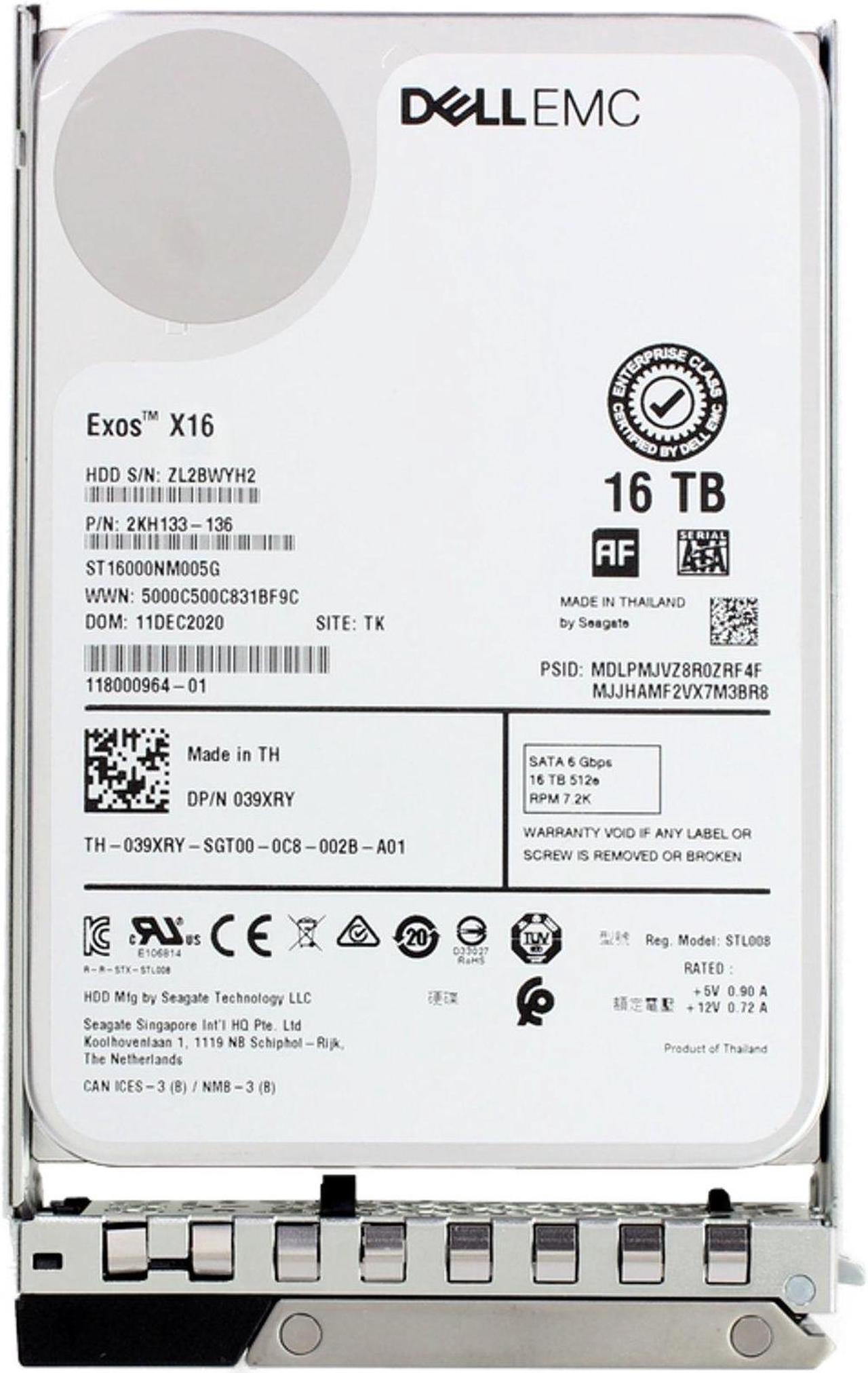 Alt view image 5 of 5 - Dell 16TB 7.2K 6Gbps SATA 3.5 HDD 512e (39XRY)