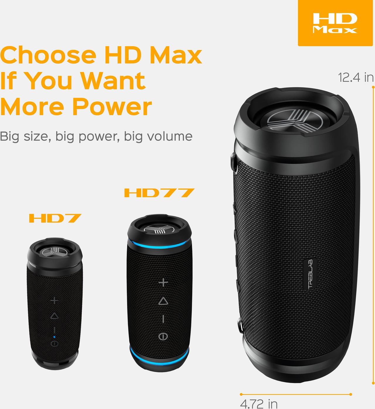 Alt view image 5 of 6 - TREBLAB HD-Max - Big Loud Bluetooth Speaker - 50W, 20H Battery, Powerbank, TWS, IPX6 Waterproof | Loud Portable Speaker with Deep Bass | Wireless Outdoor Speakers w/Type-C Connector & Carrying Strap