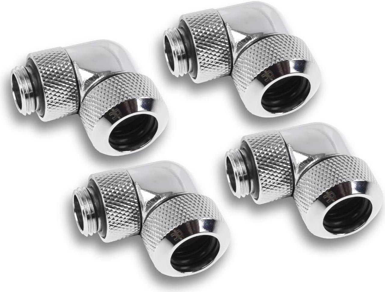 Alphacool Eiszapfen 13mm HardTube Compression Fitting 90 Rotary G1/4 for Acryl/Brass Tubes -Chrome