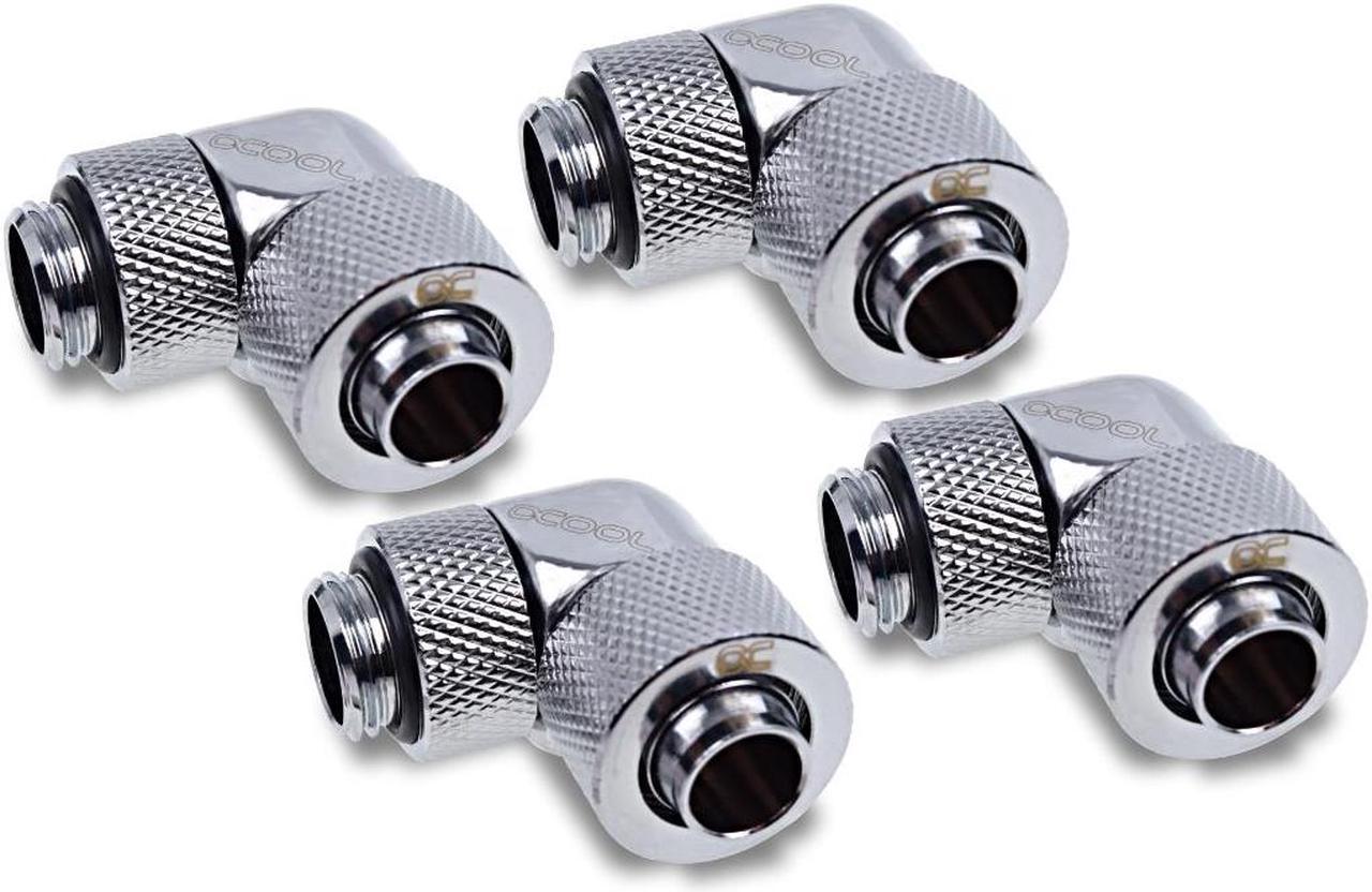 Alphacool Eiszapfen 13/10mm Compression Fitting 90 Rotatable G1/4 - Chrome - Four Pack (17312)