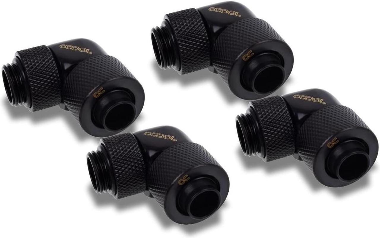 Alphacool Eiszapfen 13/10mm Compression Fitting 90Â° Rotary G1/4 - Black - Four Pack (17611)