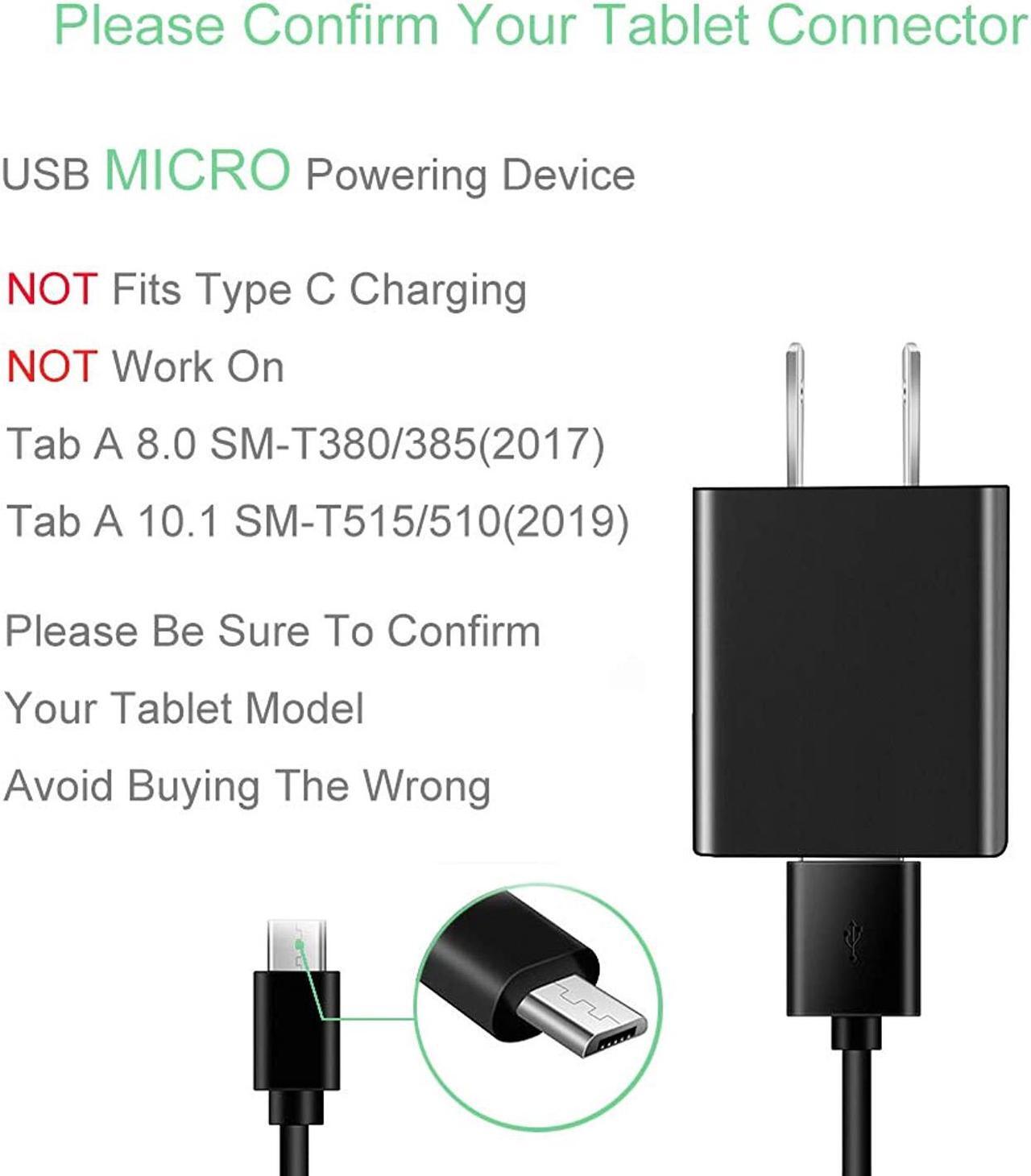 Alt view image 2 of 5 - Rapid Charger Compatible Samsung Galaxy Tab E 7.0" 9.6" Tablet with 5 FT Charging Cable [UL Listed]