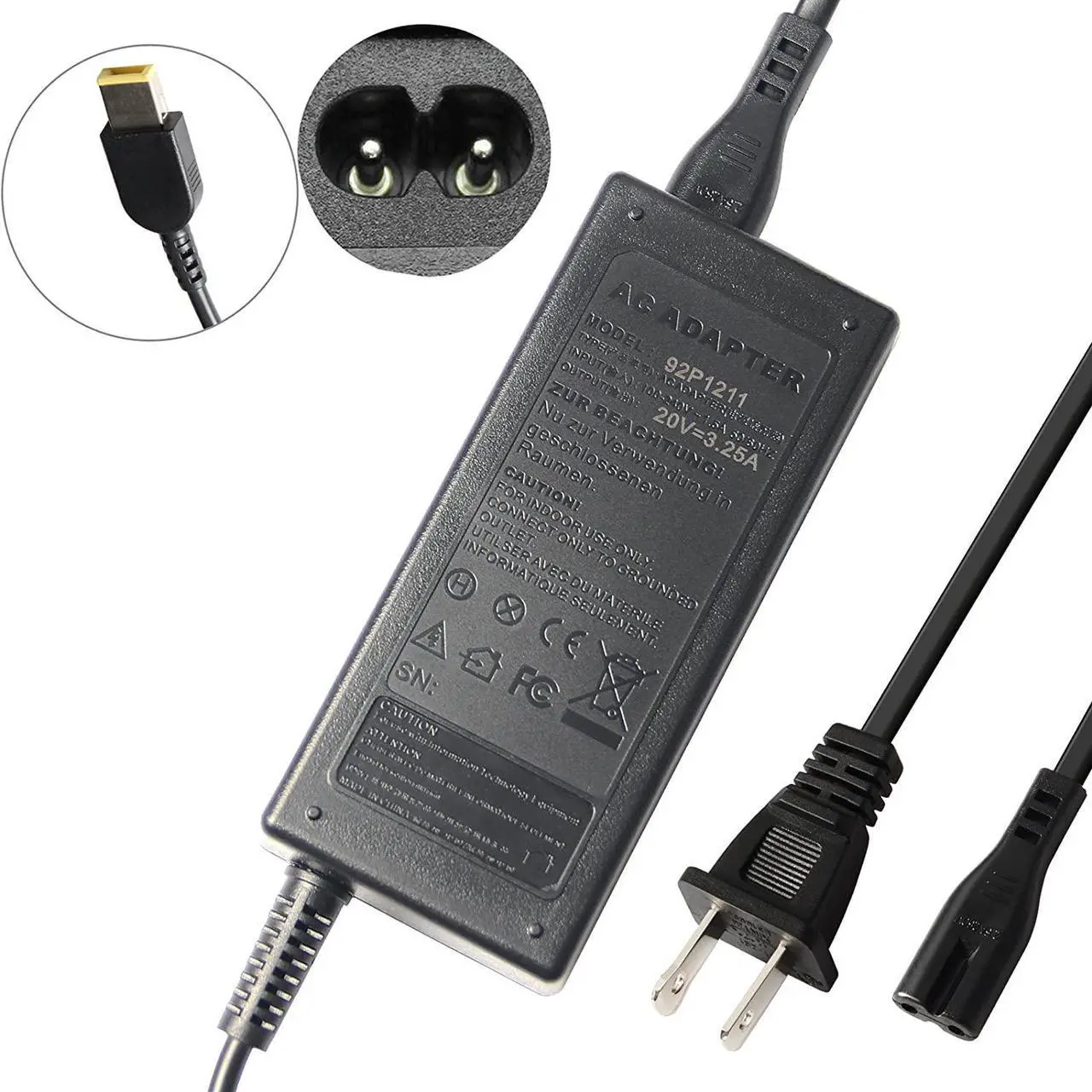 Alt view image 3 of 5 - Futurebatt 65W AC Adapter Charger Power Supply for Lenovo ThinkPad S431 T431S T440 T440S T450 T450s W550s X1 Carbon; IdeaPad Yoga 2 Pro 11 11e 13; Flex 2 3 11 15 15D 14 10; Chromebook N20 N20p X150E