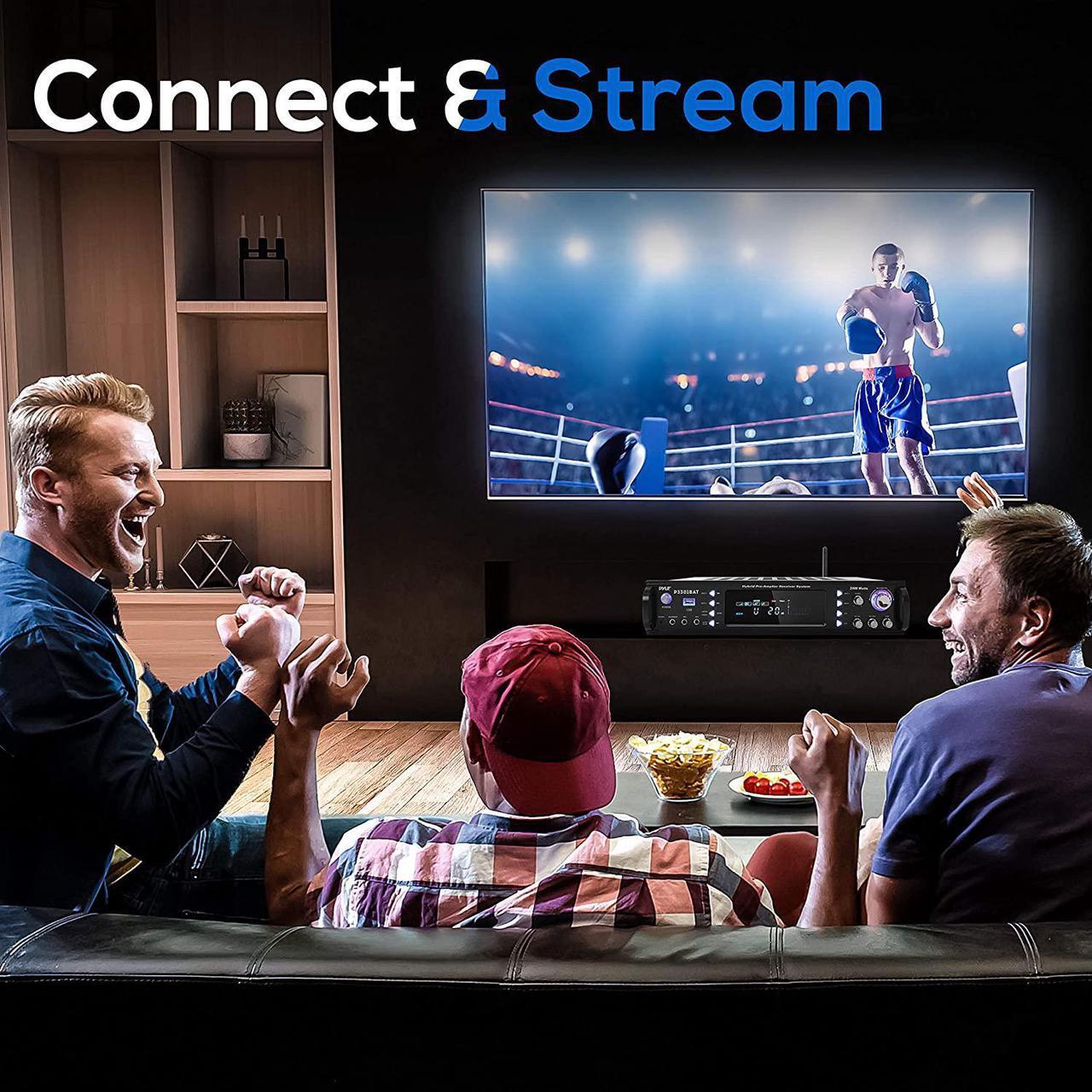 Alt view image 10 of 20 - Wireless Bluetooth Home Stereo Amplifier - Hybrid Multi-Channel 3000 Watt Power Amplifier Home Audio Receiver System w/AM/FM Radio, MP3/USB,AUX,RCA Karaoke Mic in - Rack Mount, Remote - Pyle P3301BAT