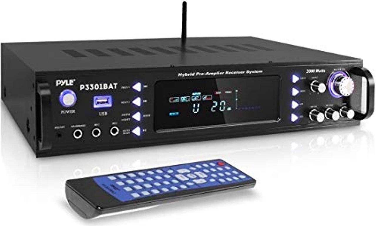 Alt view image 8 of 20 - Wireless Bluetooth Home Stereo Amplifier - Hybrid Multi-Channel 3000 Watt Power Amplifier Home Audio Receiver System w/AM/FM Radio, MP3/USB,AUX,RCA Karaoke Mic in - Rack Mount, Remote - Pyle P3301BAT