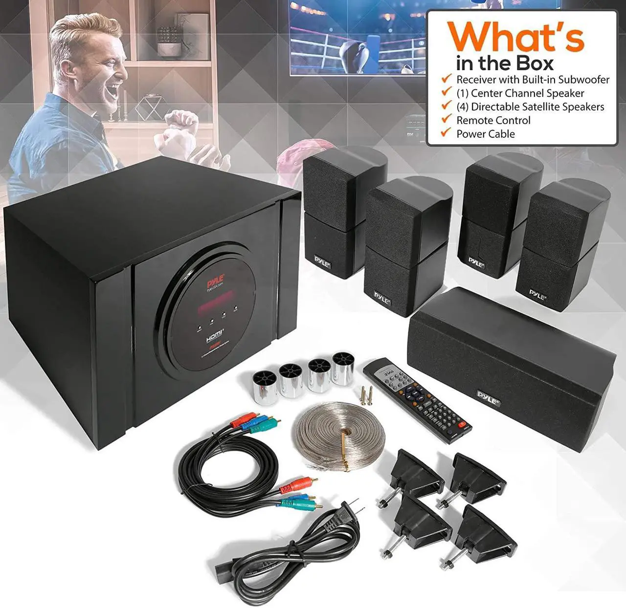 Alt view image 16 of 16 - Pyle PT589BT Bluetooth 5.1 Channel Home Theater System with Surround Sound Speakers