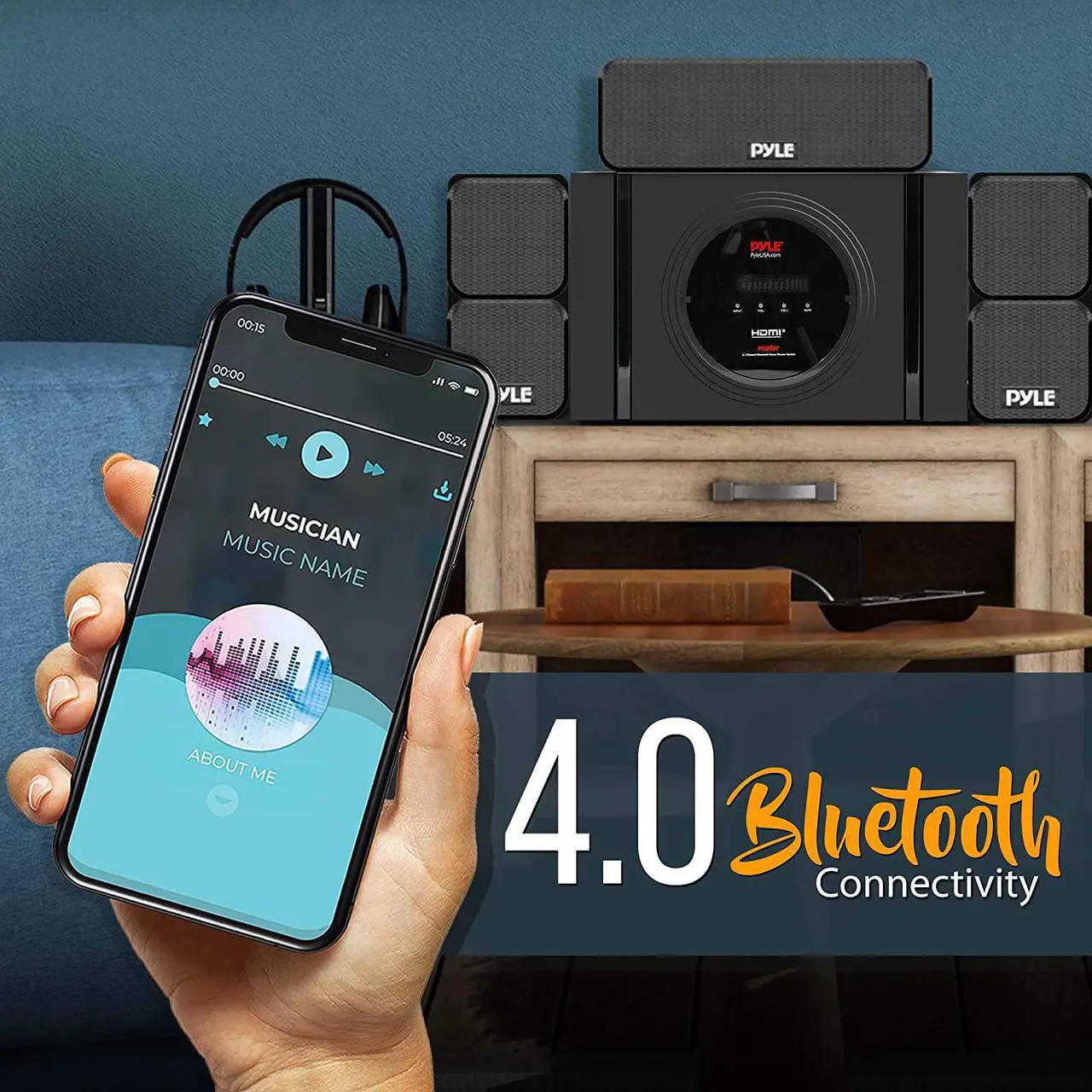 Alt view image 13 of 16 - Pyle PT589BT Bluetooth 5.1 Channel Home Theater System with Surround Sound Speakers