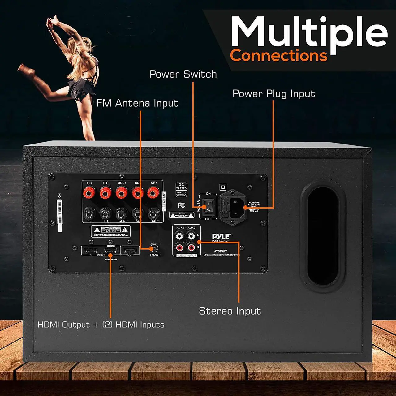 Alt view image 11 of 16 - Pyle PT589BT Bluetooth 5.1 Channel Home Theater System with Surround Sound Speakers