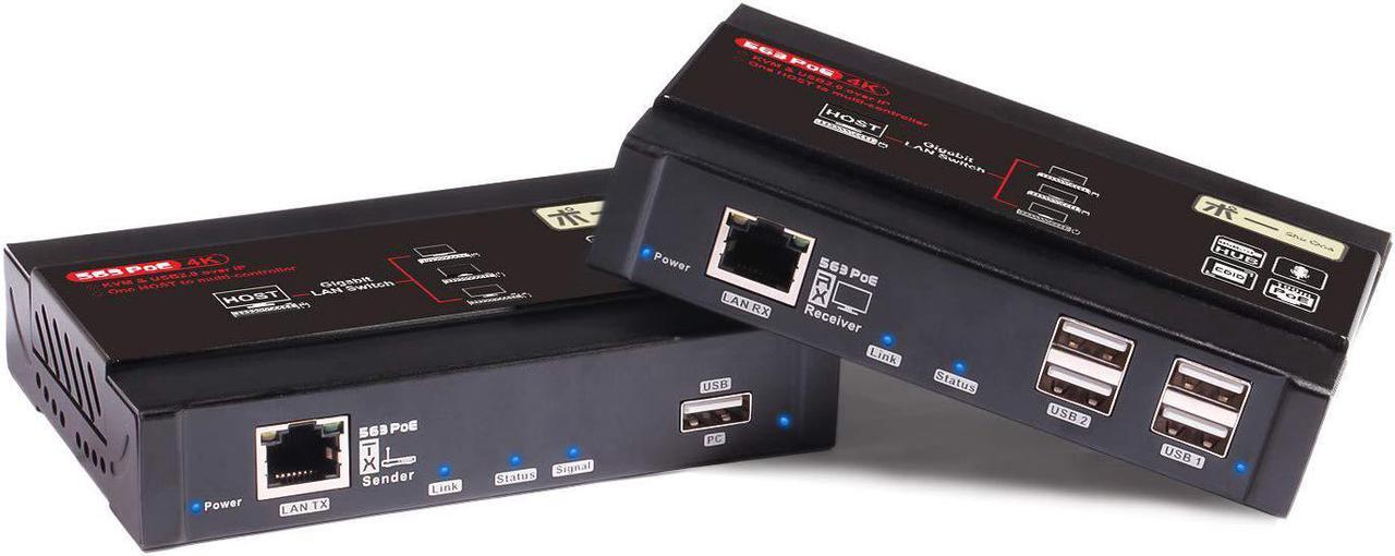 Main image of 4K Hdmi Kvm Usb Extender,Kvm Over Ip Support Gigabit Poe Network Switch Up To 383Ft Cat6 To Hdmi Receiver,4K@30Hz Usb 2.0 Low Lantency For Edid Jpeg2000 Extender( Transmitter And Receiver)(Grey)